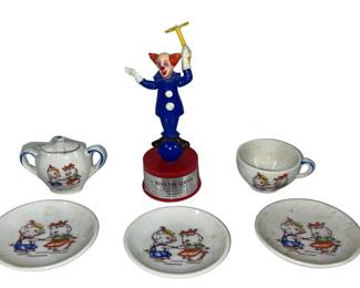 Vintage Kohner BOZO the Clown Button Puppet Hong Kong + Tea Set Japan4