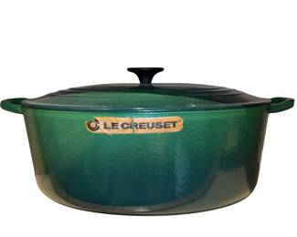Le Creuset Green Lidded Roaster Stew Pot Enameled Cast Iron
