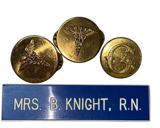 World War II Nurses Emblems Buttons Name Tag