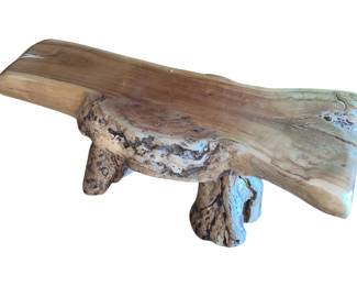 40" Live Edge Teak Root Bench Rustic Decor