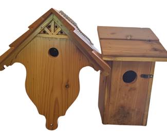 2 Wooden Bird Houses