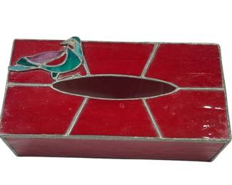 Handmade Stained Glass Tissue Box Cover Bird Design