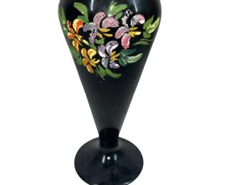 Antique C1930 Tiffin Coralene Vase Satin Hand Painted Floral