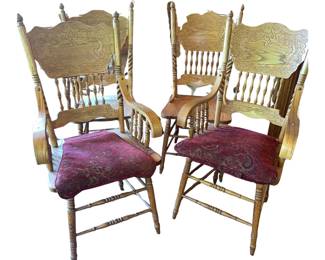 Amish Pressback Oak Dining Chairs 2 Capt 2 Side