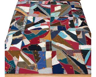 Antique Victorian Handmade Quilt Crazy Embroidered