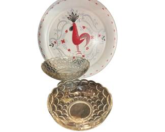 Marceline Rooster Serving Tray Footed Bowl Decor Bowl