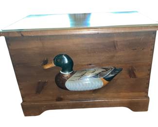 27" W Trunk Mallard Duck 3D Figure Hinged Top Solid Wood