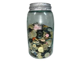 Antique Blue Glass Canning Jar Buttons Slope Shoulder Bubble Galvanized