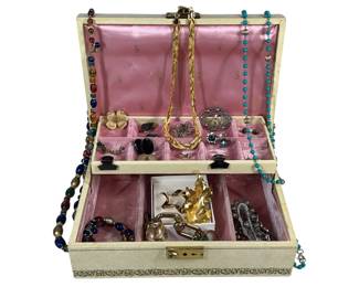 Vintage Costume Jewelry Trifari Pin Screwback Earrings Necklaces in Box