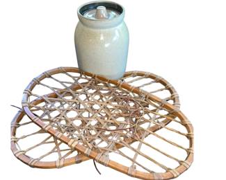 Rawhide Strung Snow Shoes Bear Paws & Crock
