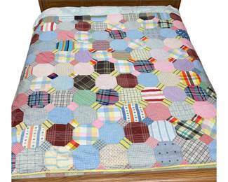 Vintage Honeycomb Hexagon Quilt Handmade