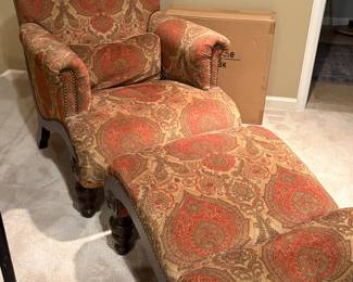 Paisley velvet chair & ottoman