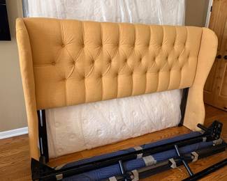 King marigold tufted linen bed