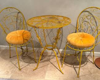Yellow metal cafe set