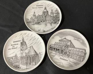 Vintage DP Porzellan Hannover Souvenir Coaster Plates Set of 3  Made in Germany