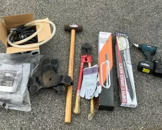 Prulde 20V Cordless Heat Gun, Dual Transfer Pumps, Machete, Axe, Bolt Cutters  Moving Gear