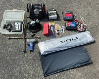Automotive Garage  Emergency Lot  Duralast 1000W Inverter, Schumacher Charger, Compressors, Shades