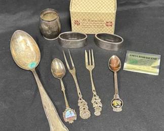 Silver Lot  800 Fine  Nickel Silver Spoons, Forks, Napkin Rings 0.21 kg