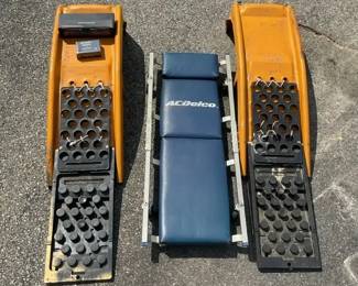 DIY Mechanic Garage Lot  Heavy Duty Car Ramps, Rolling Tool Cart, Tire Inflator  BlueDriver
