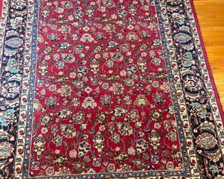 Vintage Oriental Style Area Rug  Large 65 x 96 Floral Medallion Carpet  Crimson, Navy, Cream