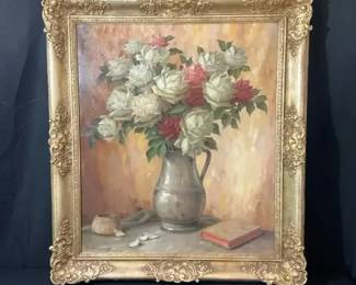  01 Classic Floral Still Life with Roses Painting by Alfons Peerboom
