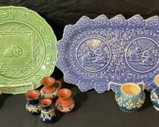 Charming Vintage Ceramic Collection  European  Decorative MajolicaStyle Pottery