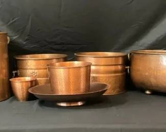 Vintage Copper Planter  Florist Lot  7 Graduated Pots of Varying Sizes  Rustic Farmhouse Botanica