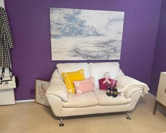 Loveseat, Decorative Pillows, Wall Art