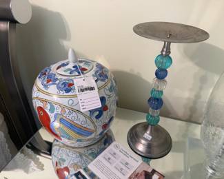 Large Bird Ginger Jar, Candle Holder