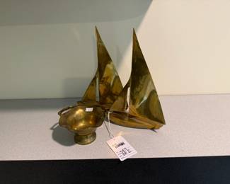 MCM Brass Sailboat Pair