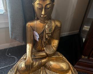 Gilded Wooden Buddha Sculpture