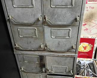 awesome vintage  industrial parts cabinet 