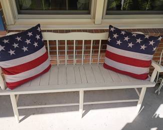 A bench to sit and rest a spell, all ready for the 4th of July