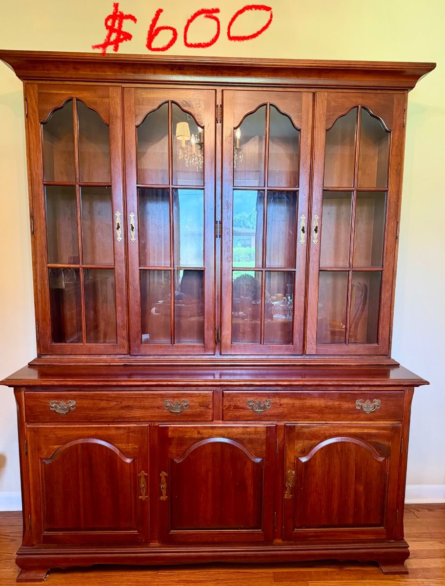 Cherry wood china cabinet (part of 3 piece set $1500, or just  cabinet $600
