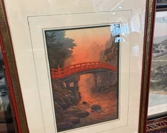 Ito Yuhan " Sacred Bridge in Nikko"  woodblock print  beautiful frame 