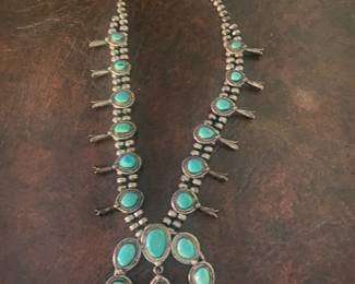 Sterling & turquoise squash blossom necklace