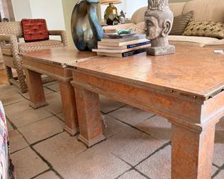 Pair of Maitland Smith Style Tessellated Stone Coffee Tables