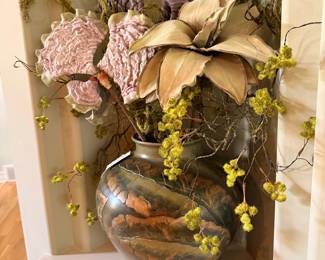 Artisan Ceramic Vase with Avant-Garde Faux Floral Arrangement