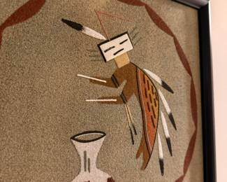 Navajo Sand Painting of a Yei Dancer with a Pot