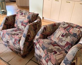 Pair of Swivel Accent Chairs