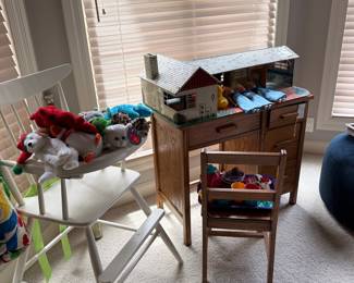 Vintage Marx Tin Litho Dollhouse with Furniture and Accessories