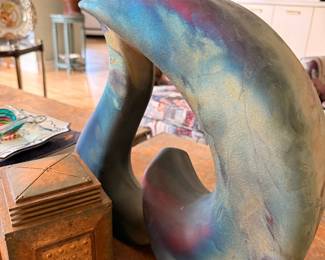Abstract Ceramic Sculpture with Iridescent Glaze