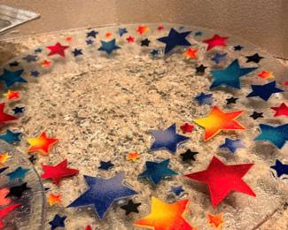 Peggy Karr Fused Glass Plate with Stars
