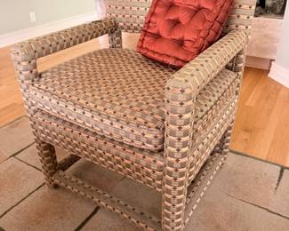 Upholstered Armchair with Geometric Pattern