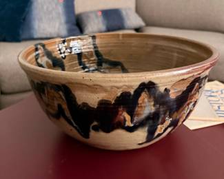 Stoneware Serving Bowl with Drip Glaze