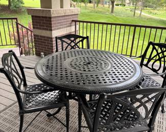 Cast Aluminum Ornate Lattice Patio Dining Set