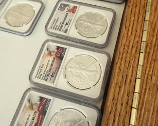 John M. Mercanti Signed American Silver Eagle Coin Collection