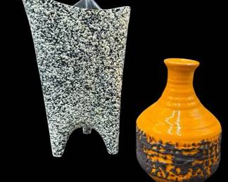 Lot of 2 Mid Century Style Unique Vases Shawnee Pottery & Walter Keramik