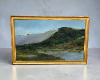 Original Oil Painting 3'x5' by Anne Packard Mountainous Countryside with Artist Coffee Table Book