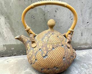 1987 Don McWhorter Signed Snake Skin Stoneware Teapot with Lid